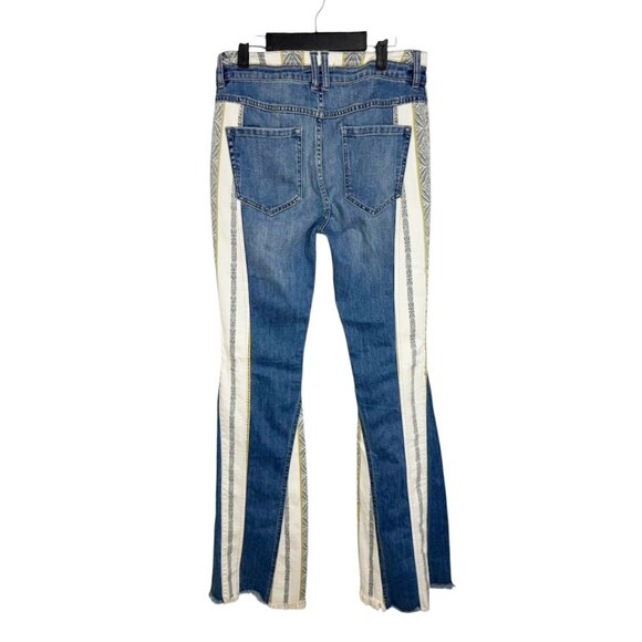 FREE PEOPLE ULTRA RARE Danica Patchwork Stripe Flare Jeans - Picture 4 of 9